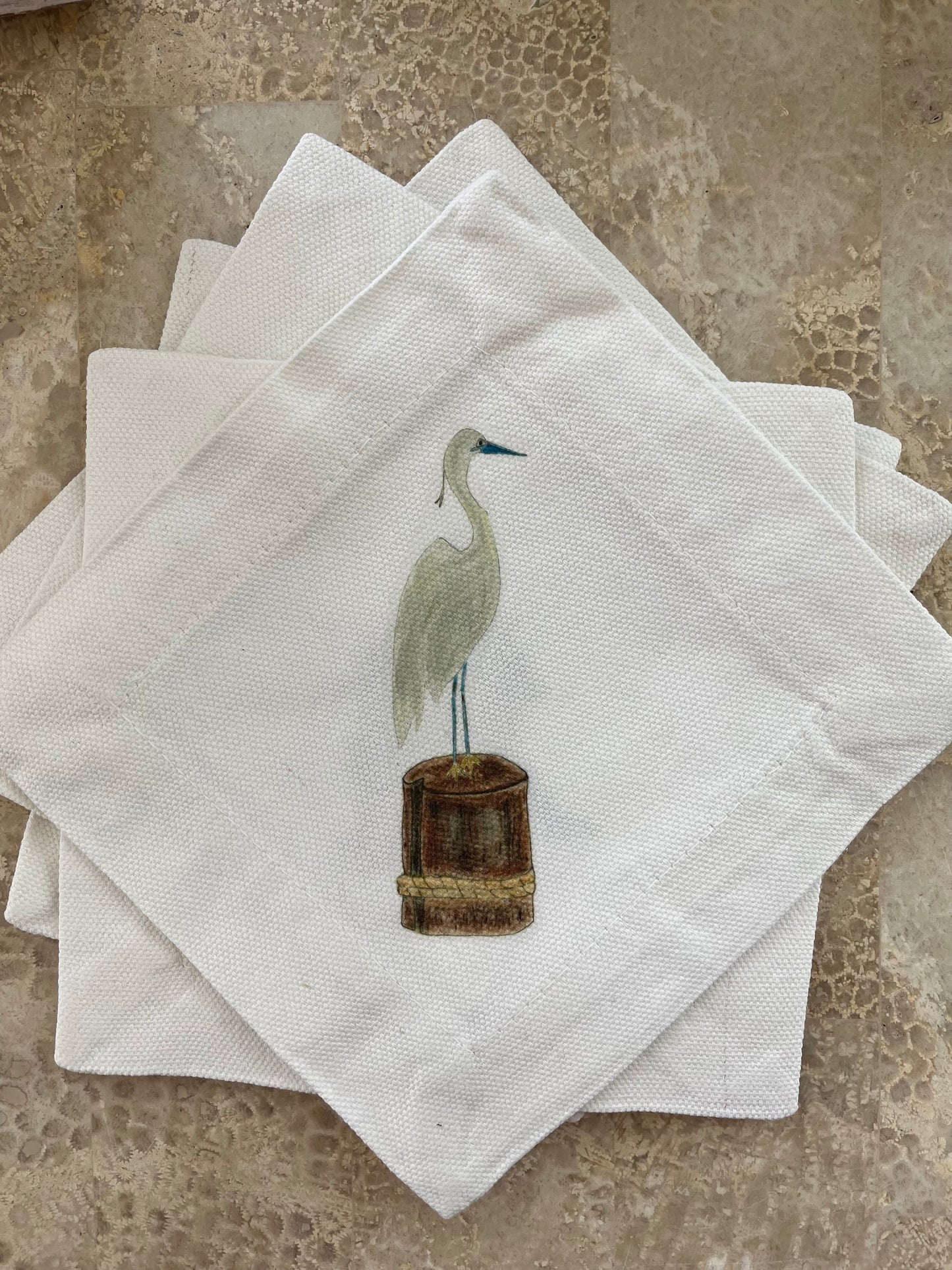 Egret Cocktail Coaster Napkins - Happenstance Creations