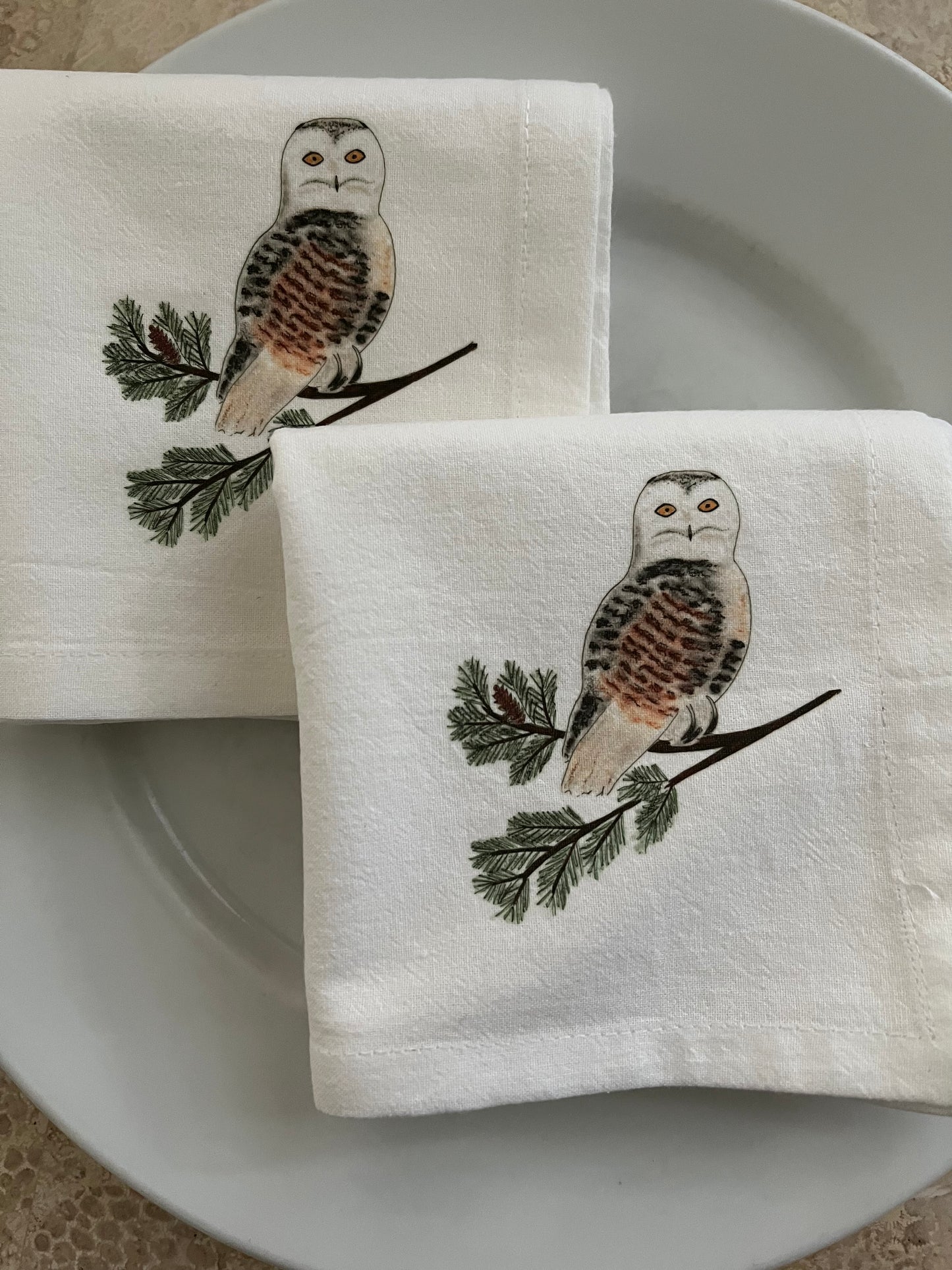 Snowy Owl Art Cloth Napkin Set