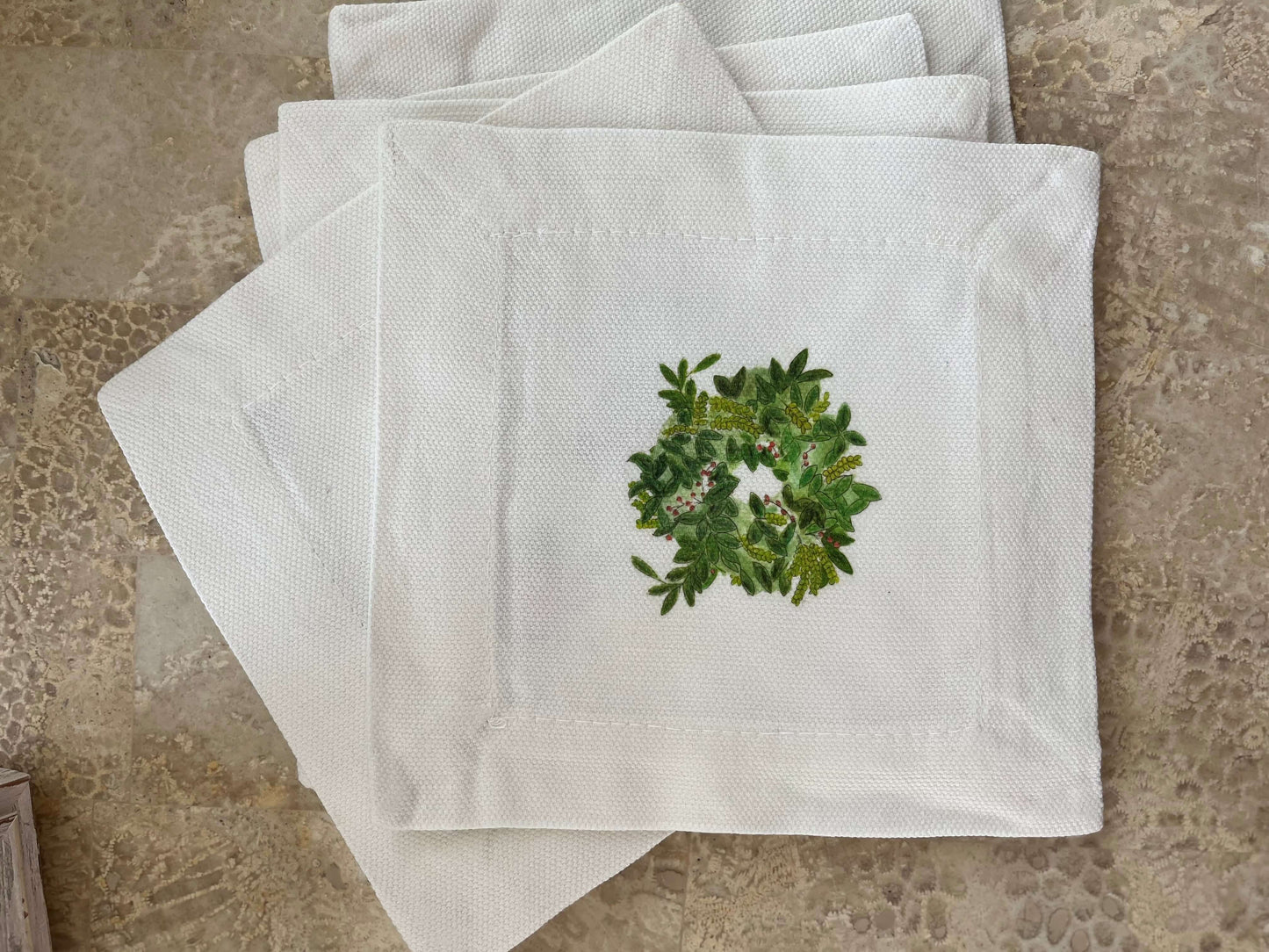 Botanical Wreath Cocktail Coaster Napkins