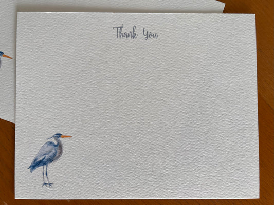 Blue Heron Thank You Flat Note Card Set