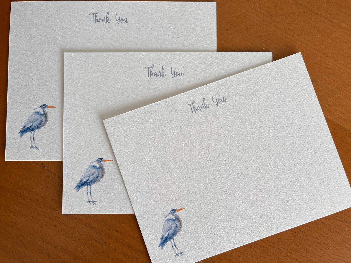 Blue Heron Thank You Flat Note Card Set