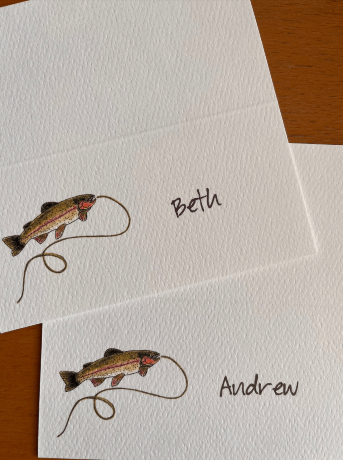 Rainbow Trout Tented Name Place Cards