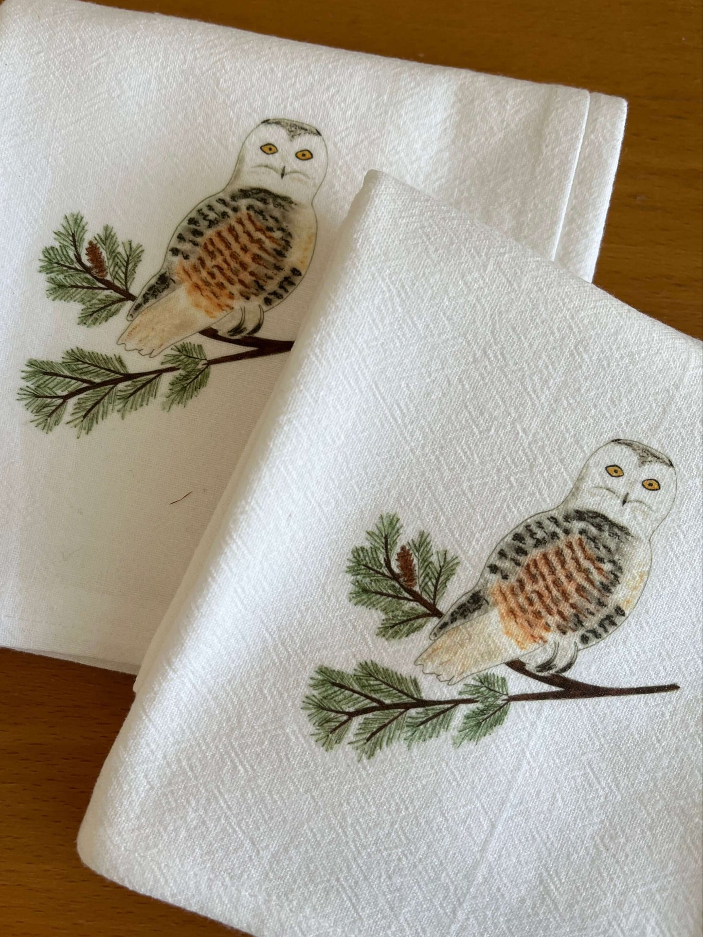 Snowy Owl Art Cloth Napkin Set