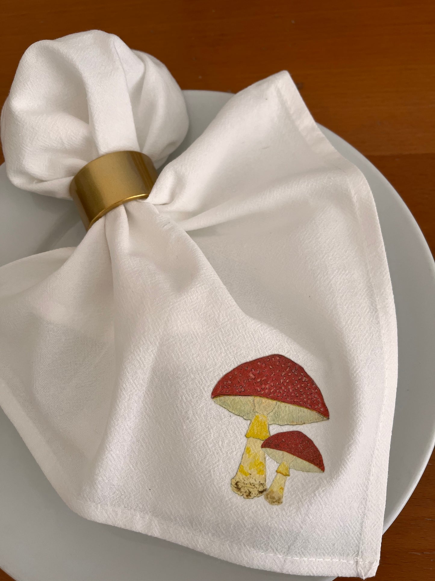 Mushrooms Motif Cotton Napkin Set