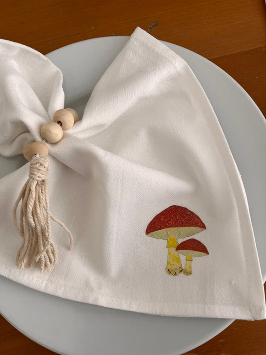 Mushrooms Motif Cotton Napkin Set