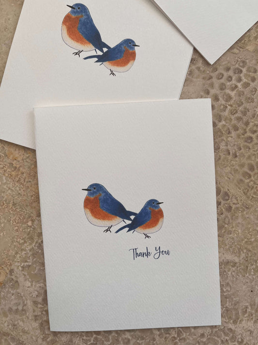 Blue Birds Illustrated Assorted Greeting Note Card Set