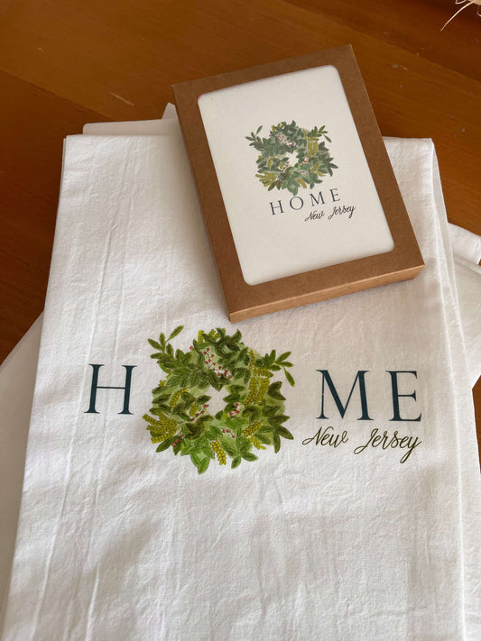 Wreath HOME Tea Towel and Cards Gift Set - Happenstance Creations