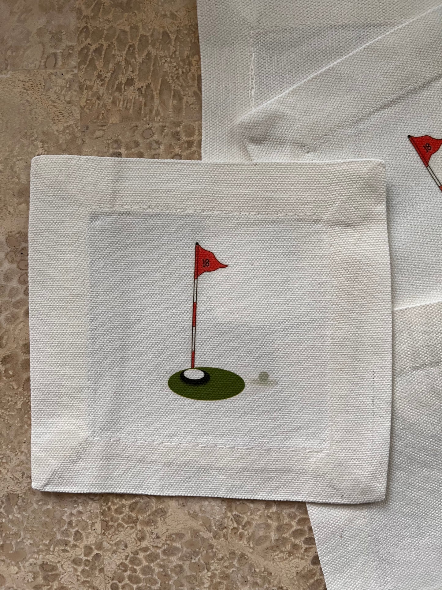 Golf 18Th Tee Cocktail Coaster Napkins