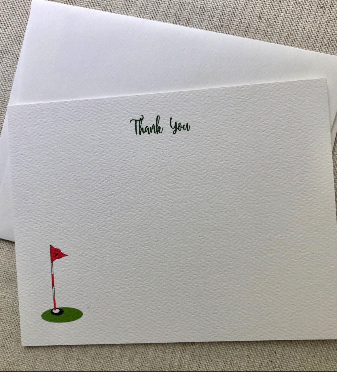 Thank You card with golf flag design, perfect for expressing gratitude after a golf tournament.