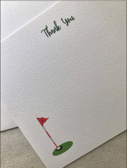 Golf 18th Tee Thank You Flat Note Card Set