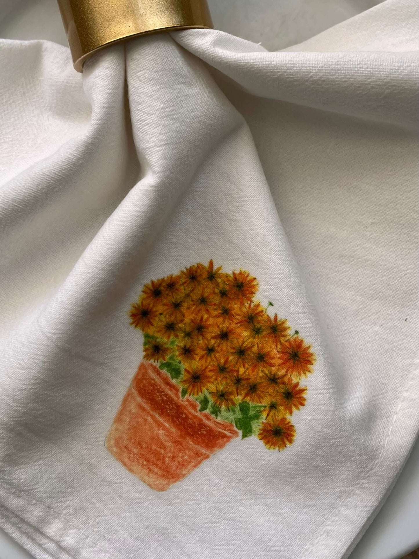 Potted Mums Cloth Napkin Set
