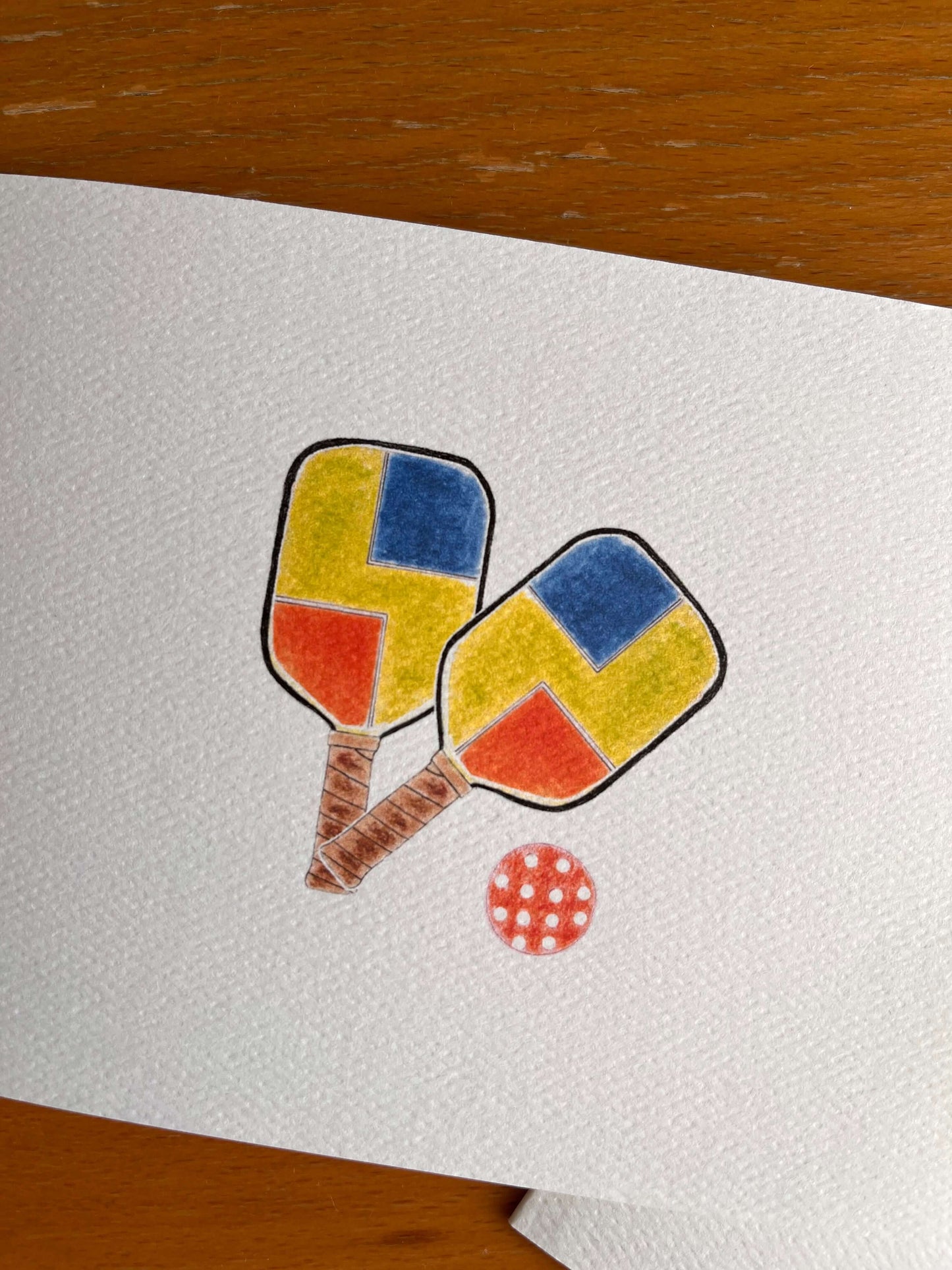 Pickleball Paddles Illustrated Note Card Set