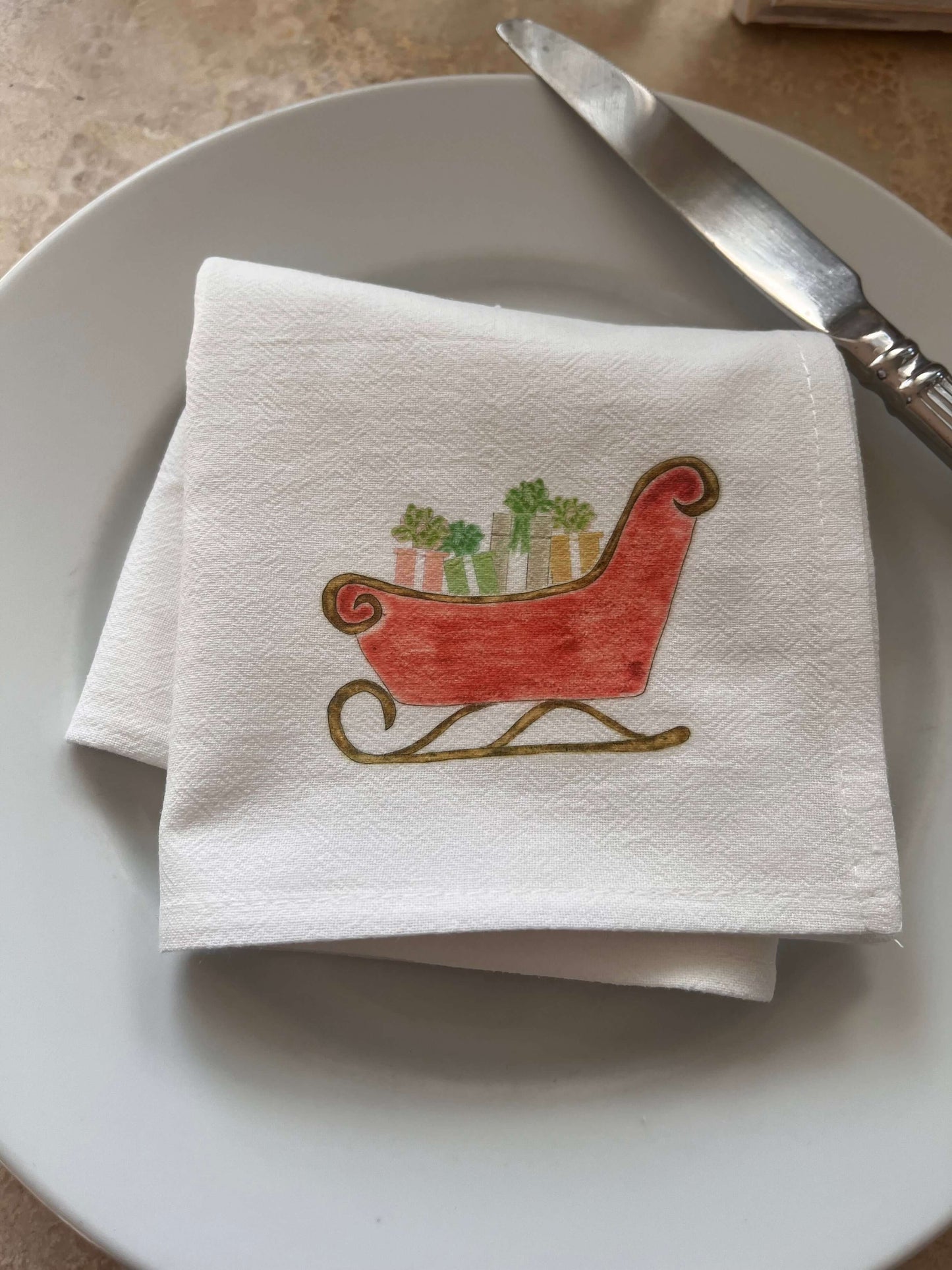 Sleigh Full of Gifts Retro Napkin Set