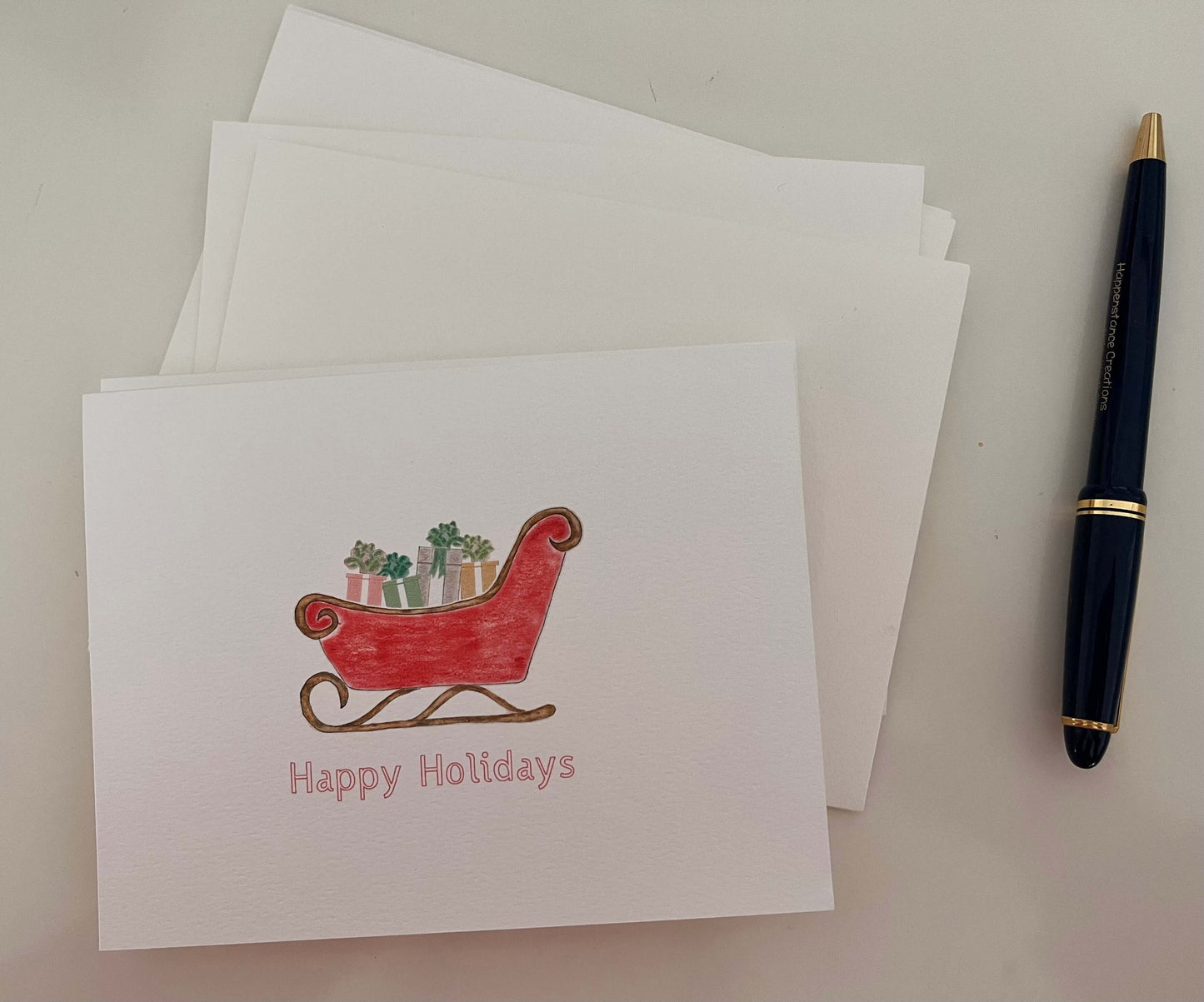 Sleigh Full of Presents Holiday Illustrated Note Card Set