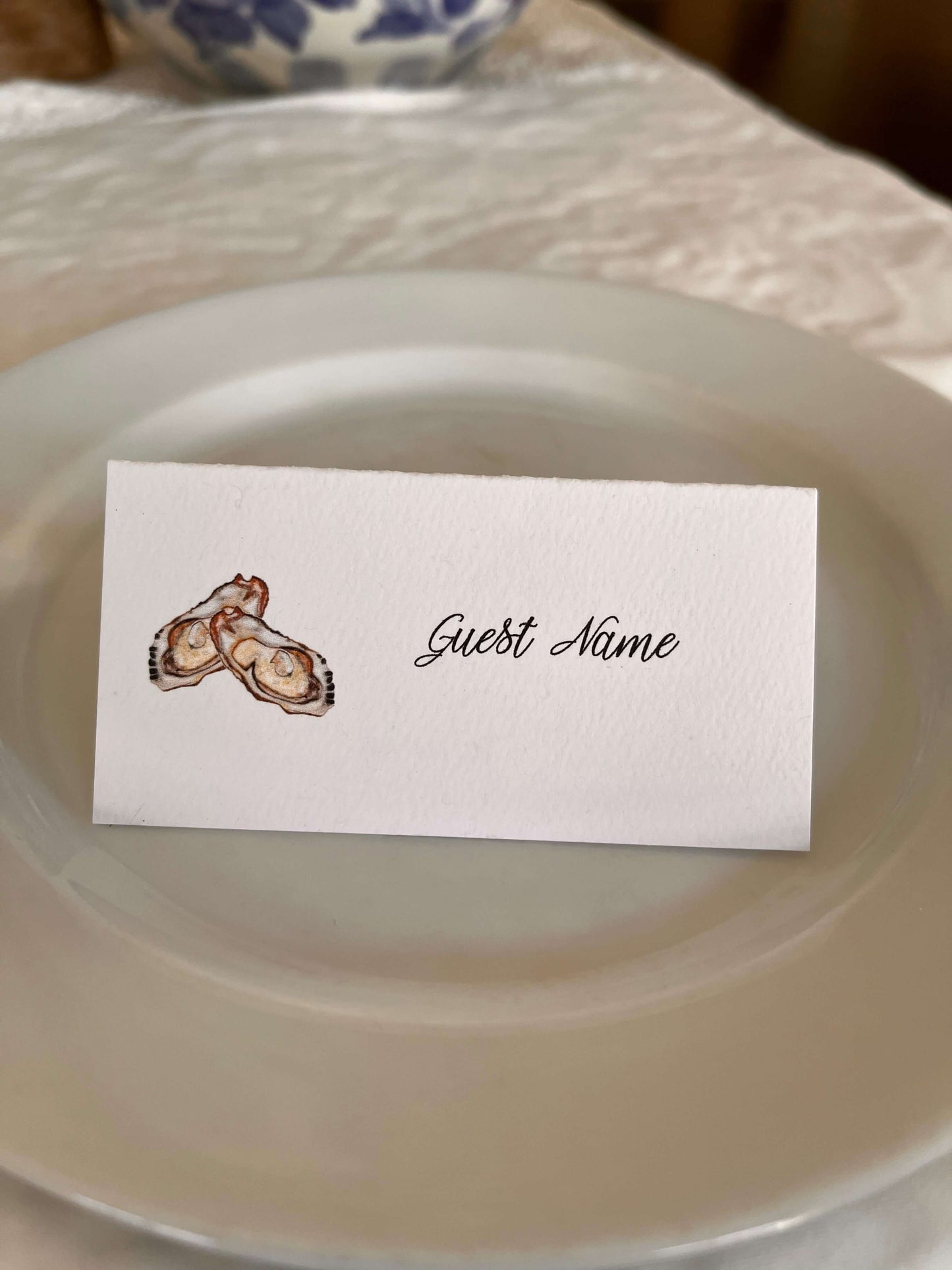 Elegant Oyster Event Tented Name Place Cards