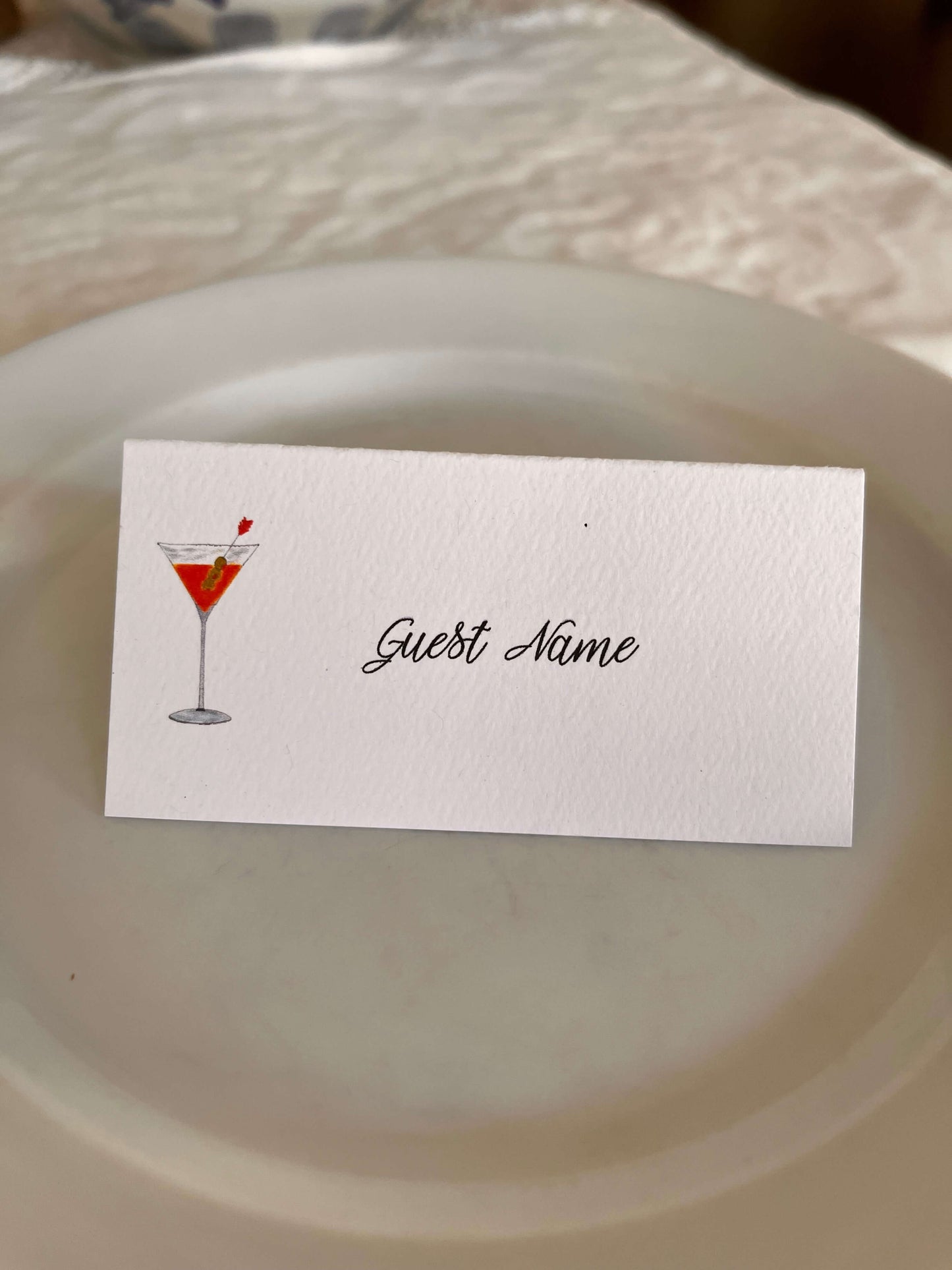 Martini Cocktail Hour Tented Name Place Cards