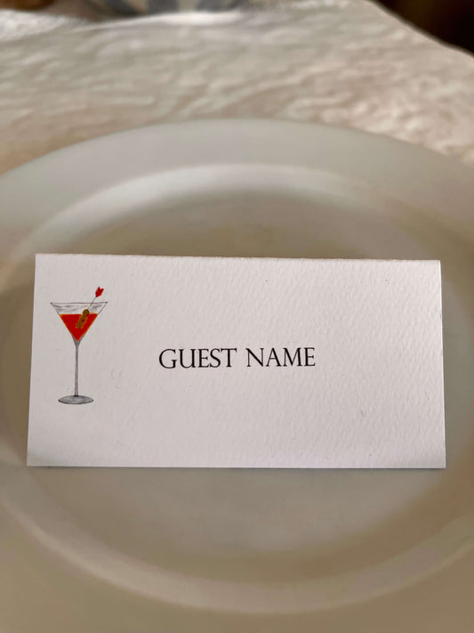 Martini Cocktail Hour Tented Name Place Cards