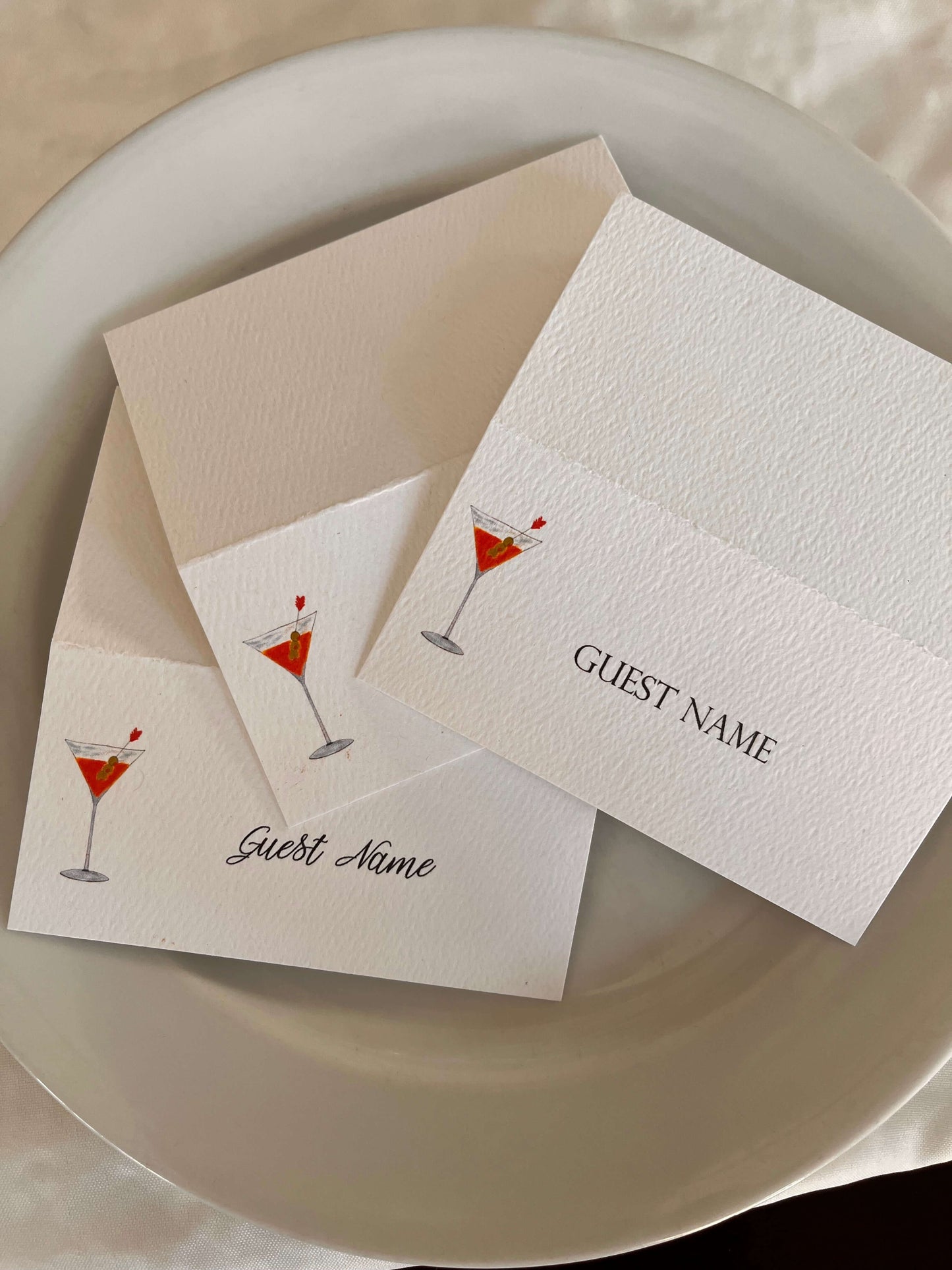 Cocktail Hour Event Tented Name Place Cards