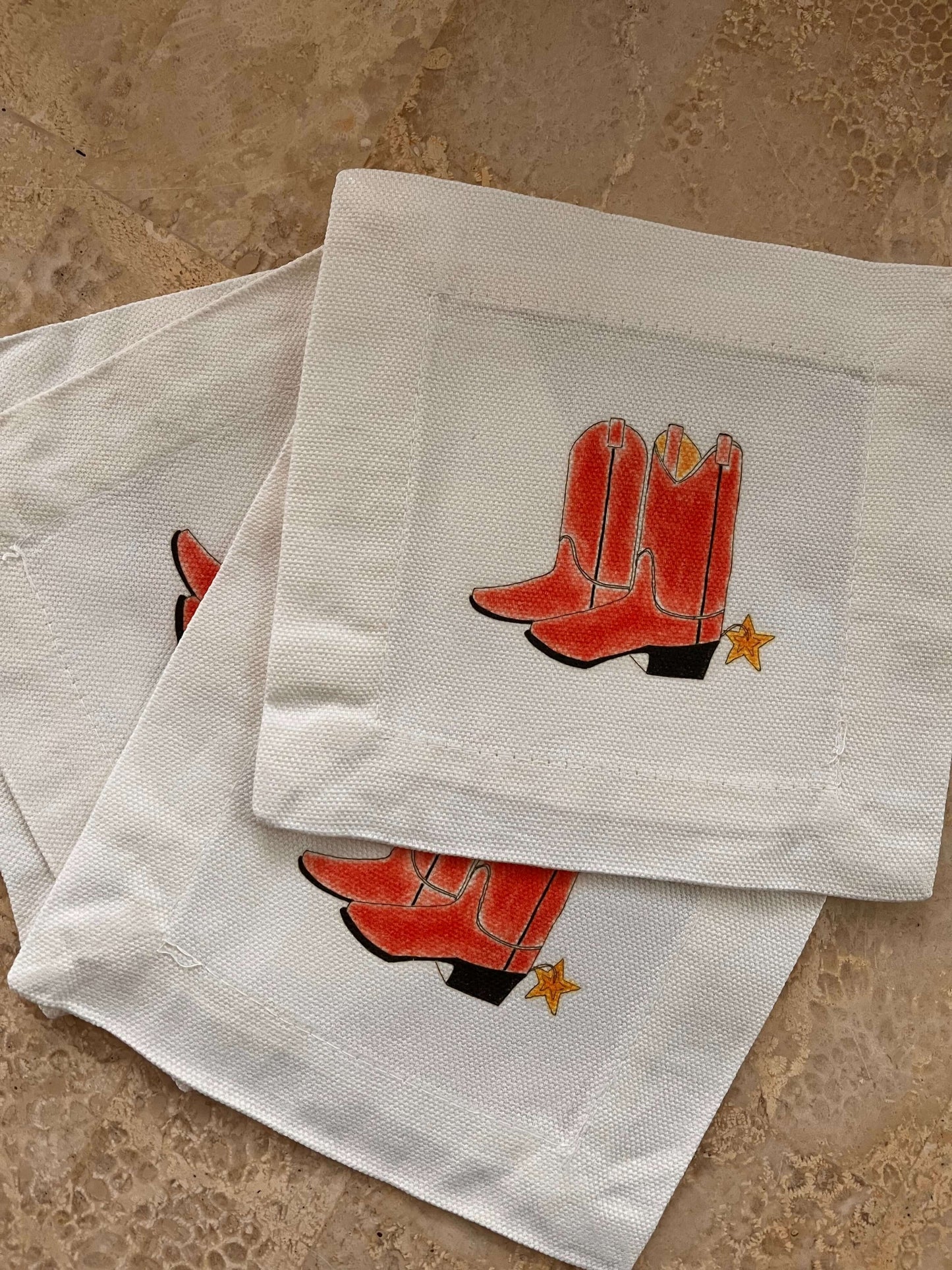 Western Boots Cocktail Coaster Napkins