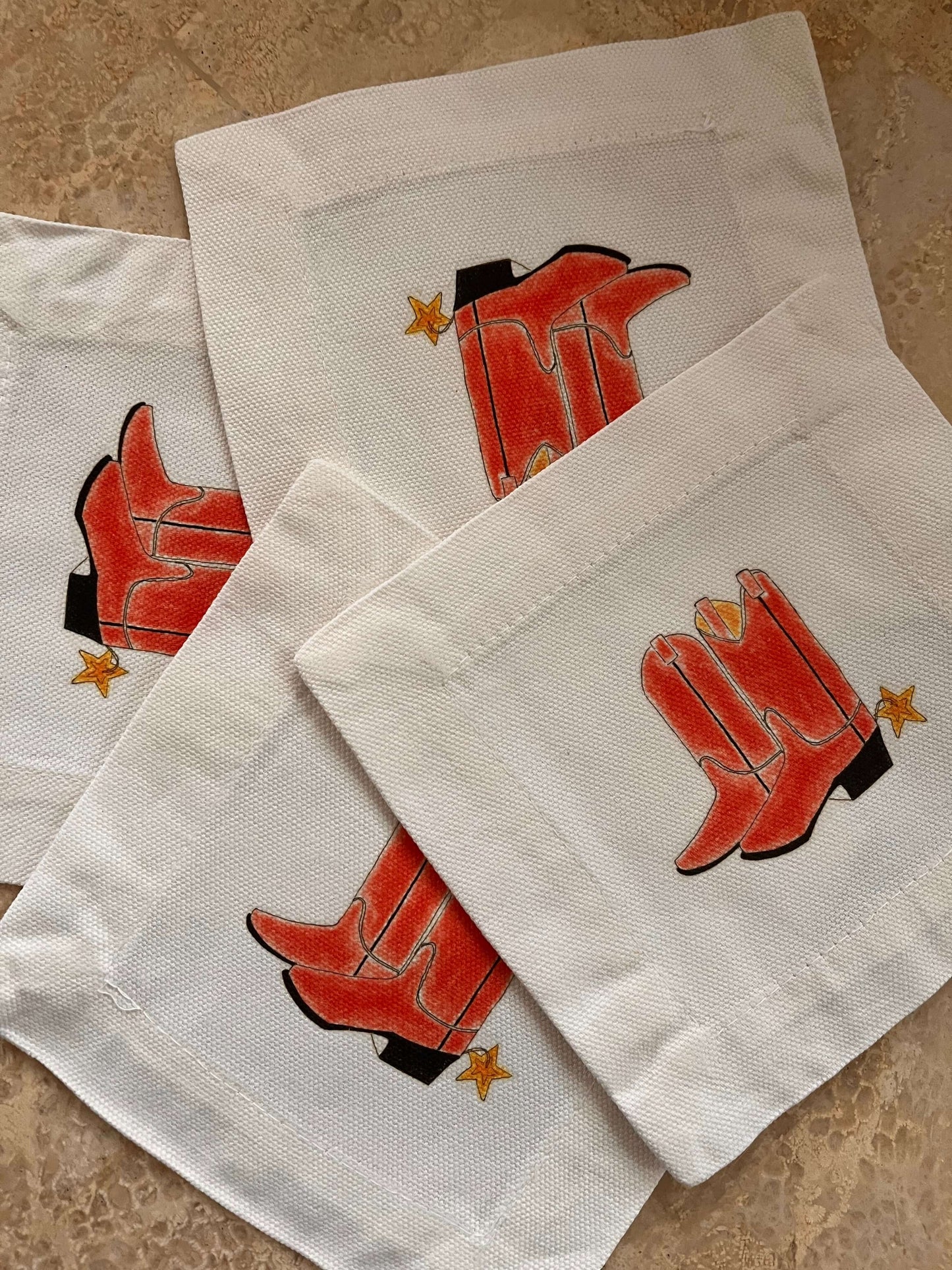 Western Boots Cocktail Coaster Napkins