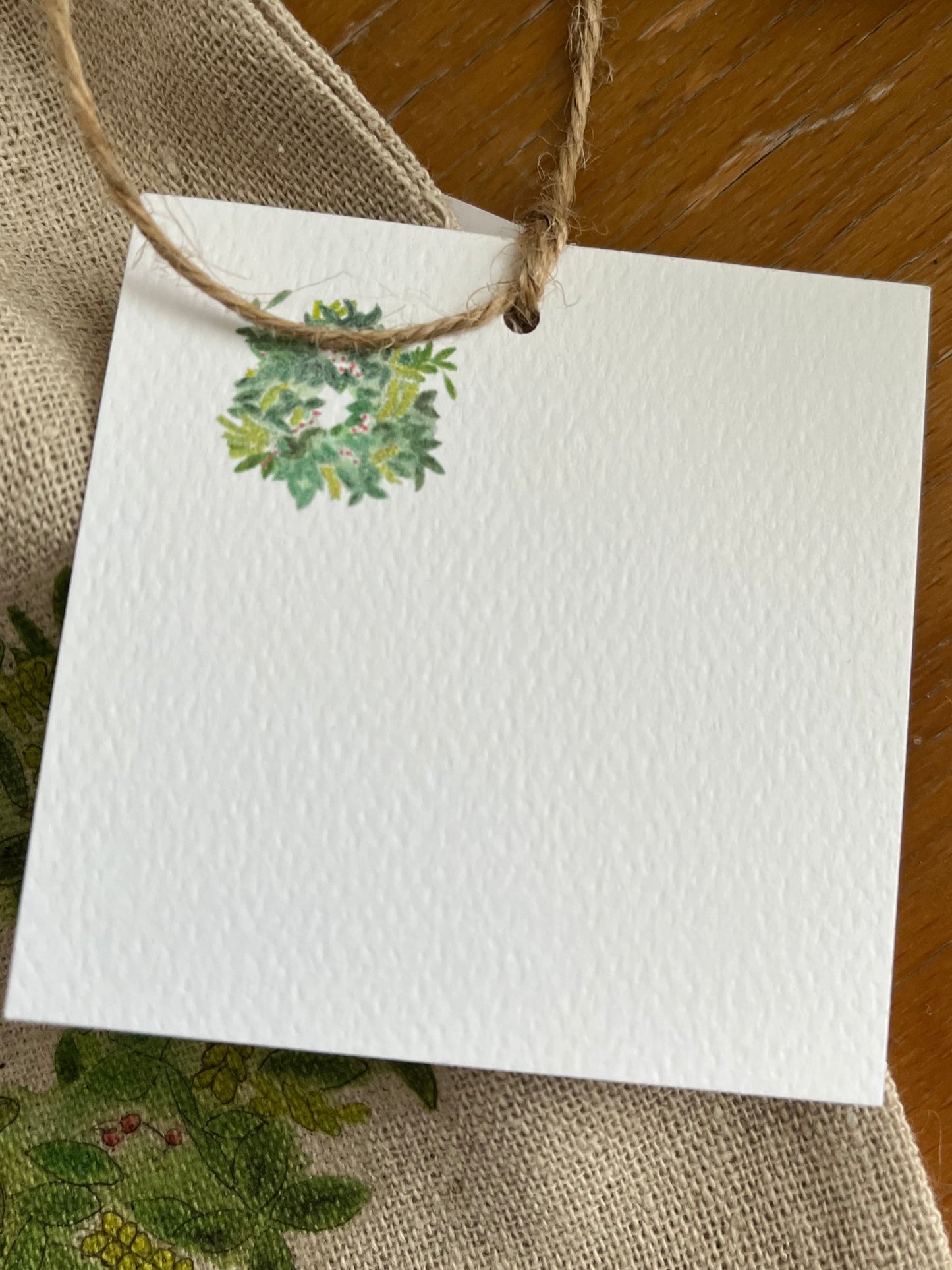 Wreath Linen Wine Bag and Gift Card Set