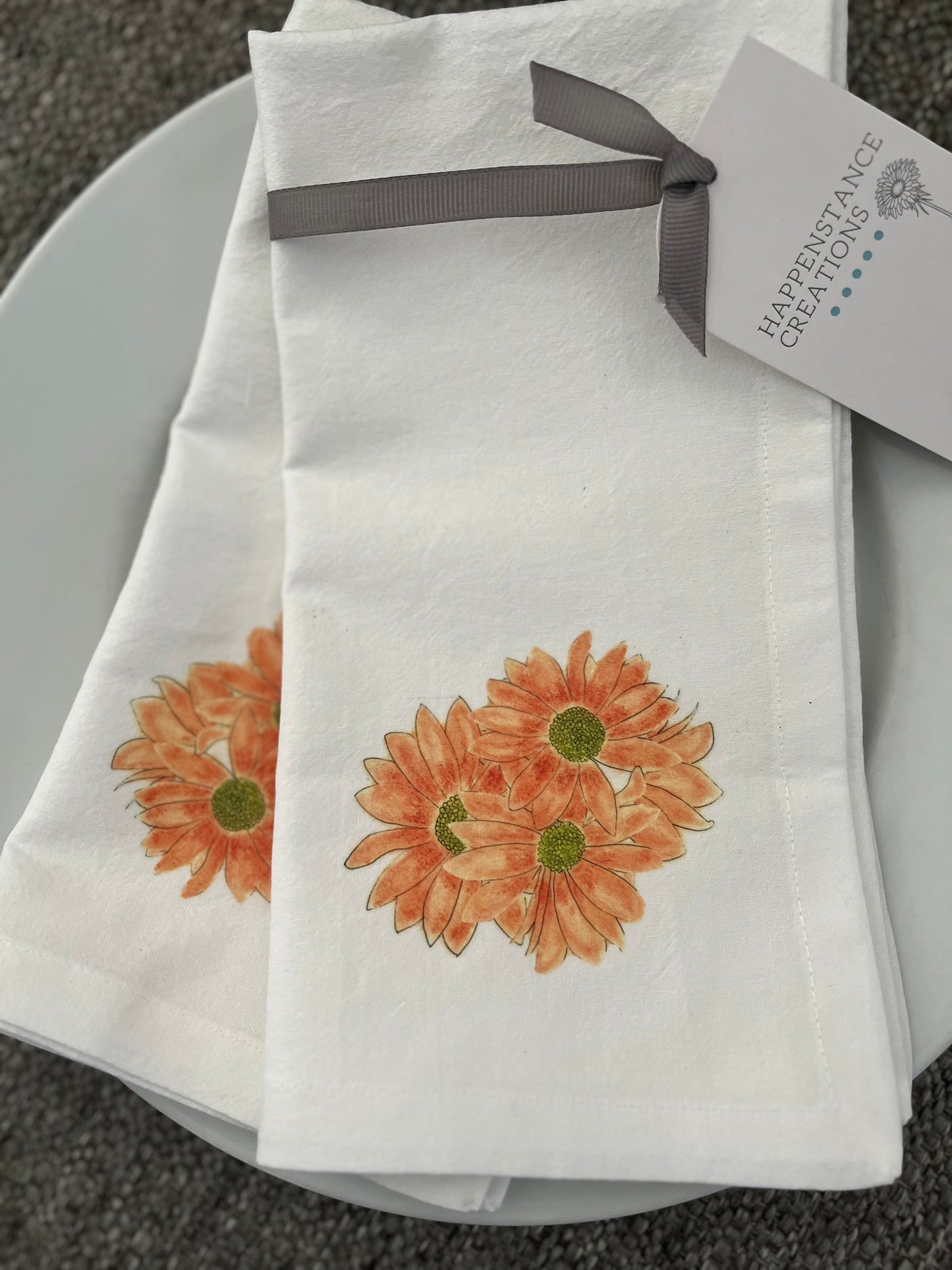 Orange Daisies Cotton Napkin Set