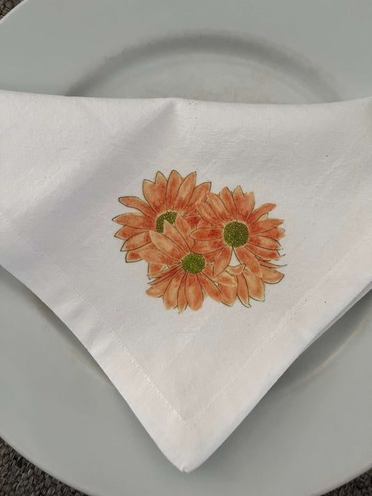 Orange Daisies Cotton Napkin Set