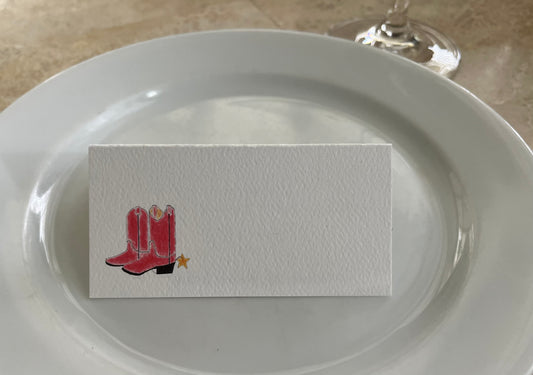 Western Boots Tented Name Place Cards