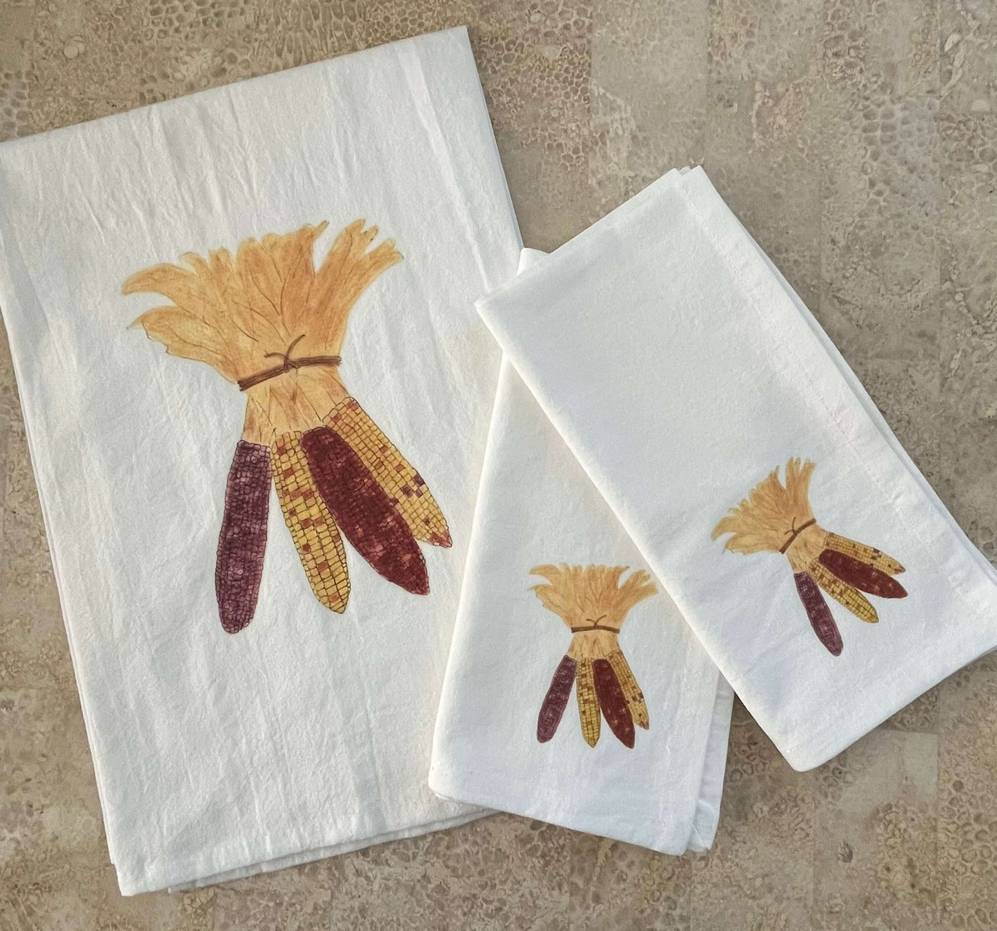 Harvest Corn Napkin Set: Autumn Kitchen Decor