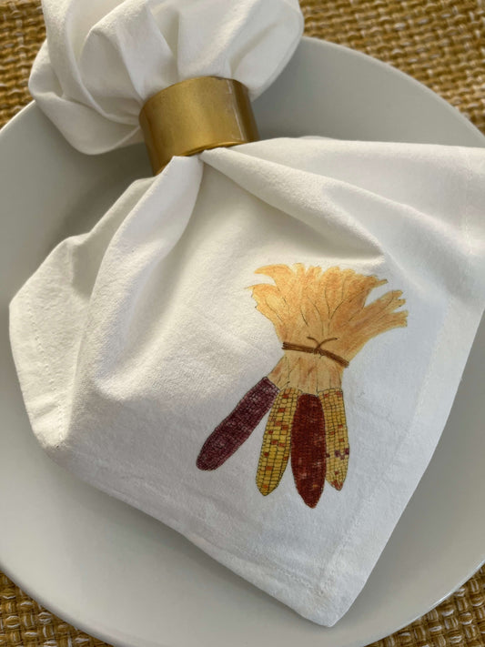 Harvest Corn Napkin Set: Autumn Kitchen Decor
