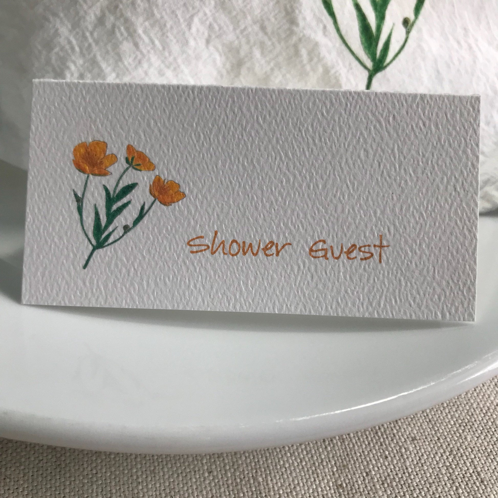 Buttercup Flowers Place Cards, Tented Cards, Personalized Seating, Blank Name Cards, Wedding Event Cards, Tented Cards, Bridal Shower, Party.