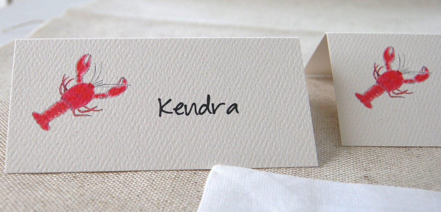 Lobster Place Cards, Blue Lobster, Red Lobster, Party Decor, Table Seating, Personalized Name Card, Blank Name Card, Lobster Bake, Beach.