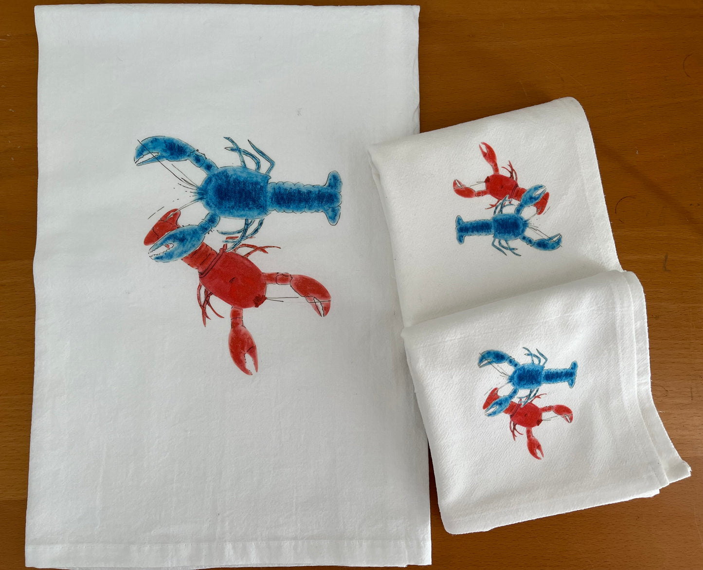 Red Lobster Blue Lobster Tea Towel and Napkins Gift Set