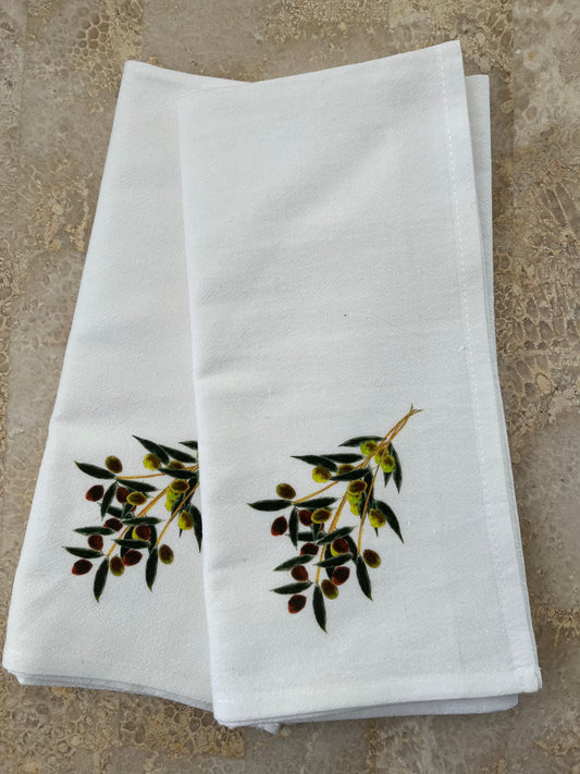 Olive Sprig Cotton Napkin Set