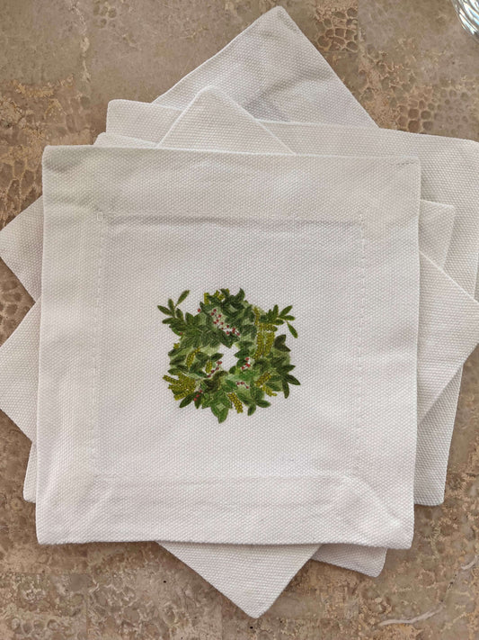 Botanical Wreath Cocktail Coaster Napkins