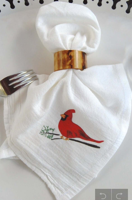 Cardinal Bird Holiday Napkin Set