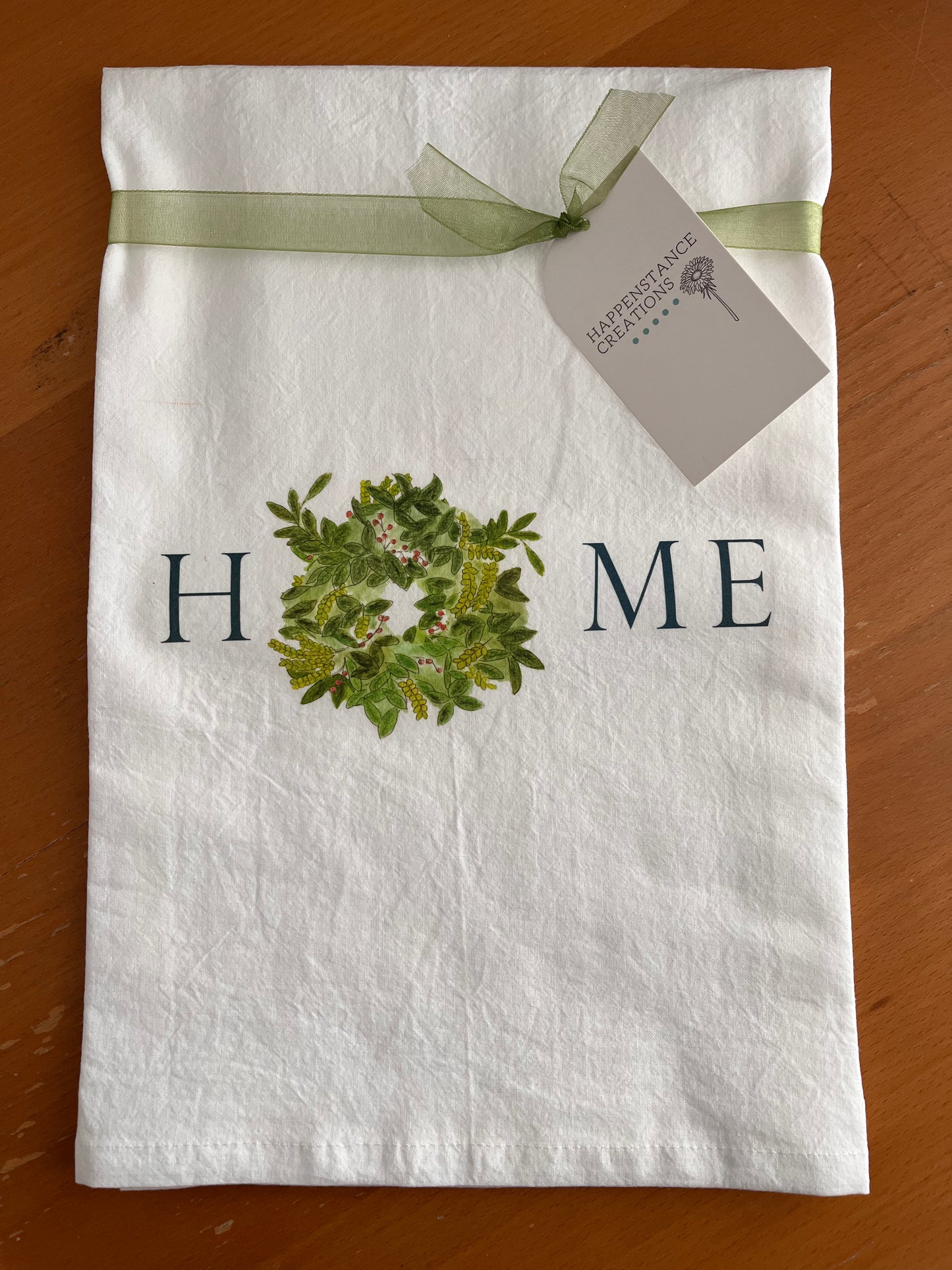 Wreath 'Home' Tea Towel