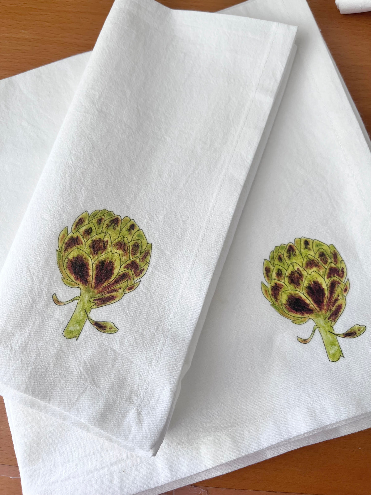 Artichoke Napkins-Cotton Cloth Napkin Set with Original Illustration
