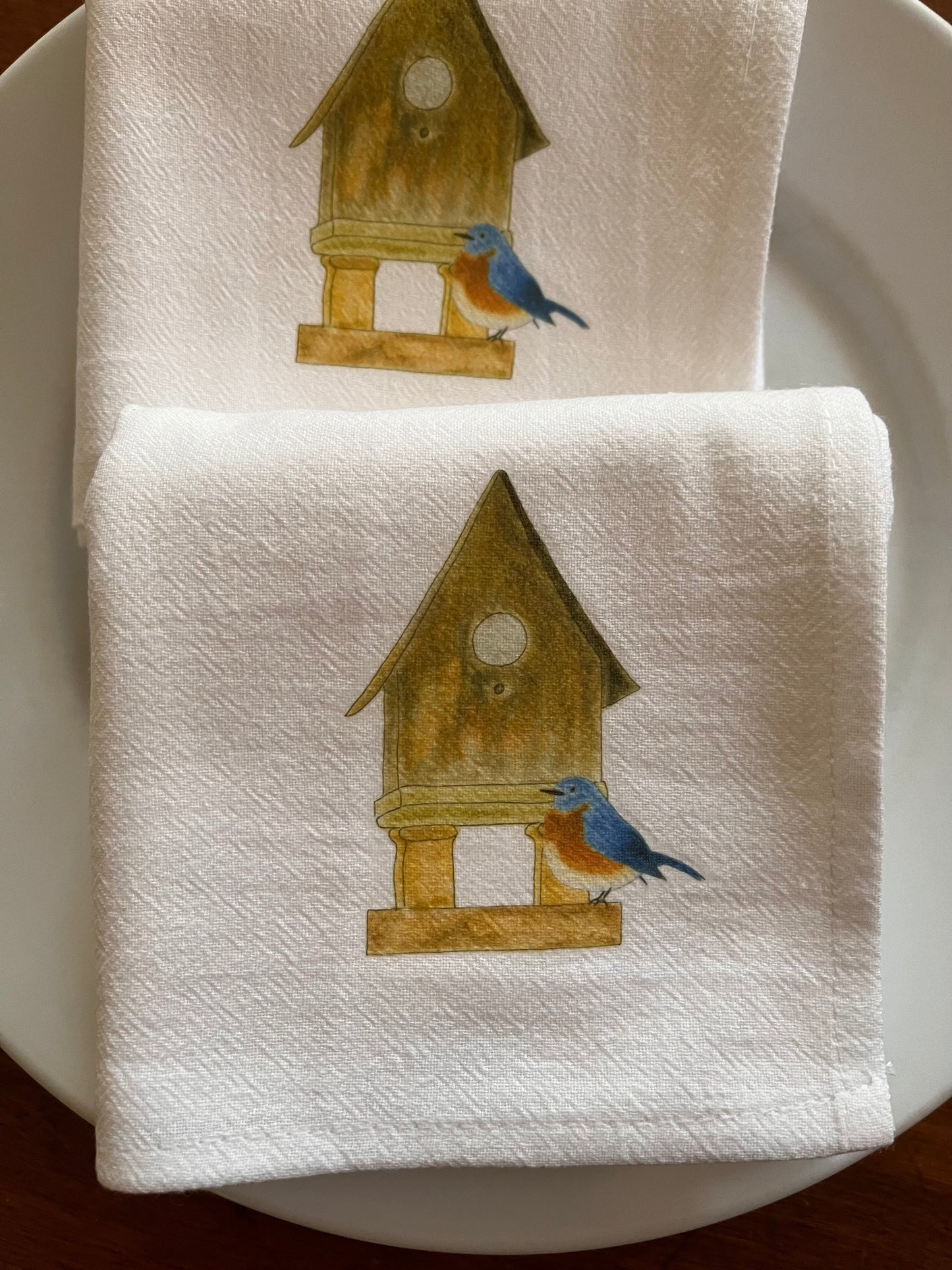 Blue Bird Of happiness Bird House Cloth Napkin Set