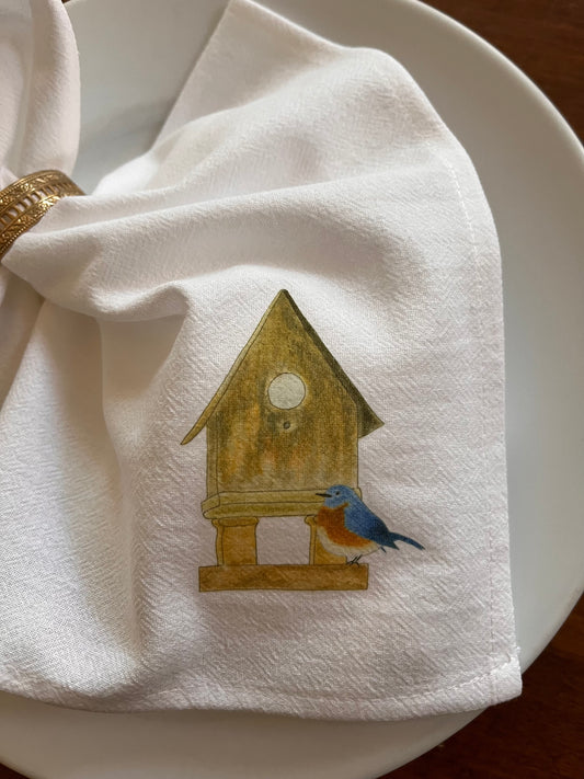Blue Bird Of happiness Bird House Cloth Napkin Set