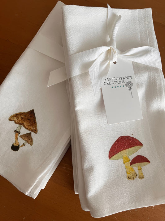Mushrooms Motif Cotton Napkin Set