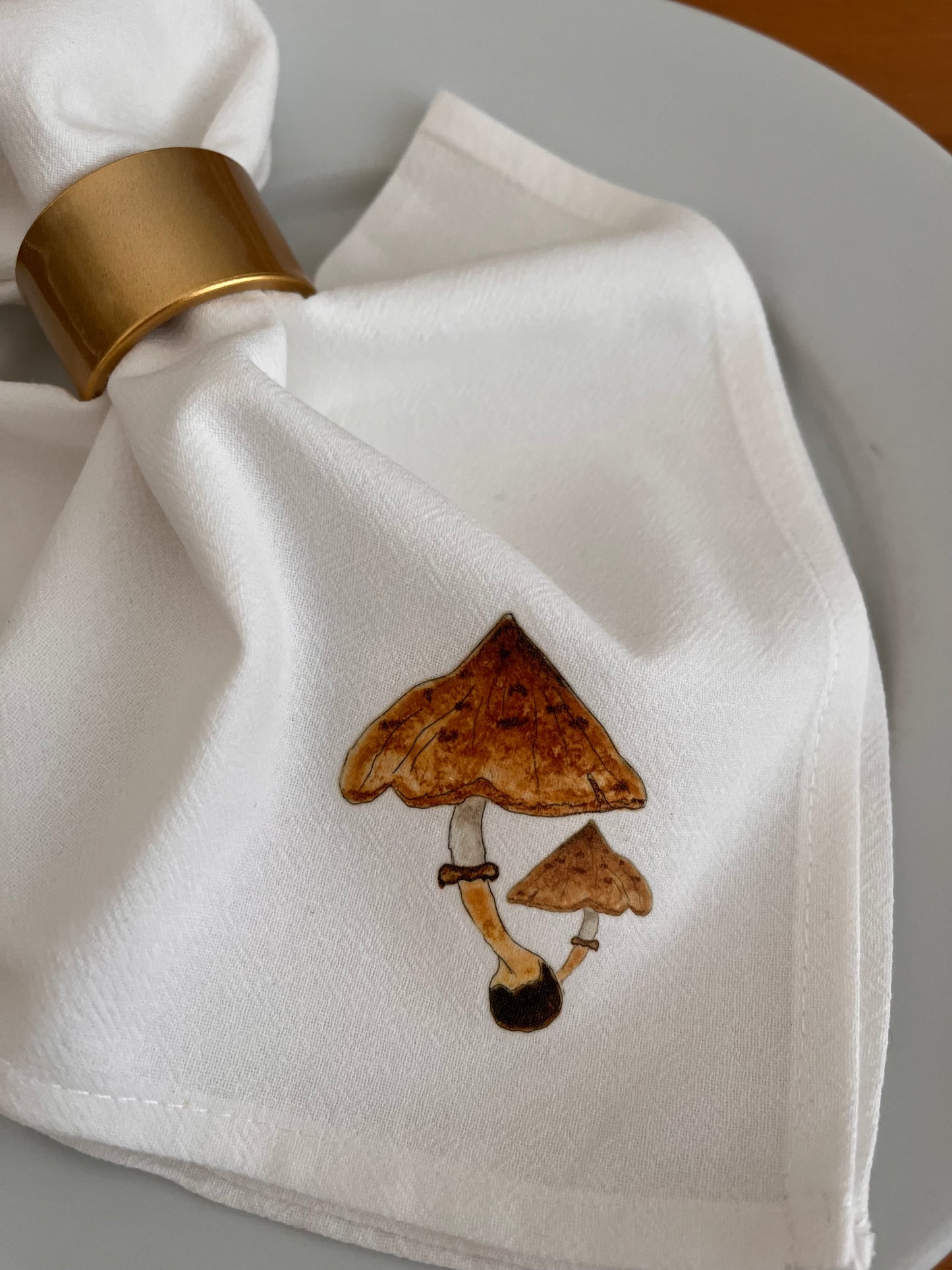Mushrooms Motif Cotton Napkin Set