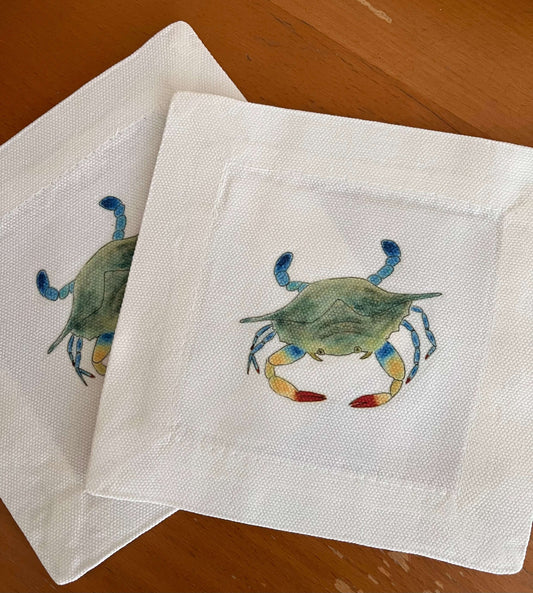 Blue Crab Cocktail Coaster Napkins