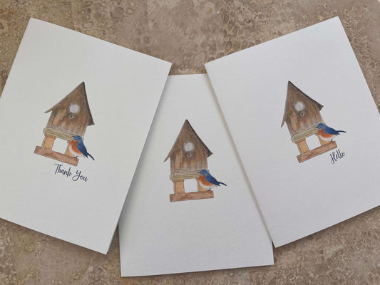 Bird House Illustrated Assorted Greeting Note Card Set