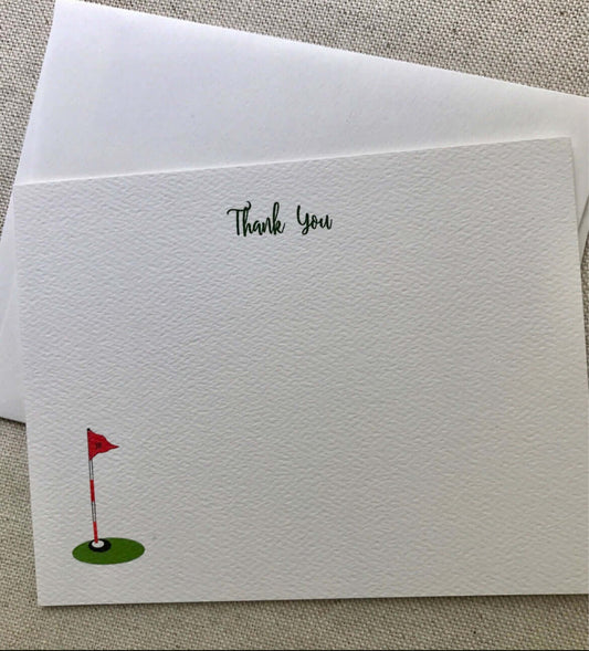 Golf 18th Tee Thank You Flat Note Card Set