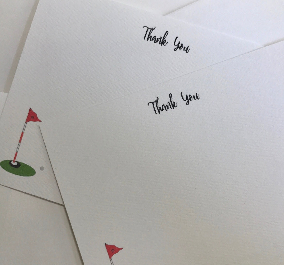 Golf 18th Tee Thank You Flat Note Card Set