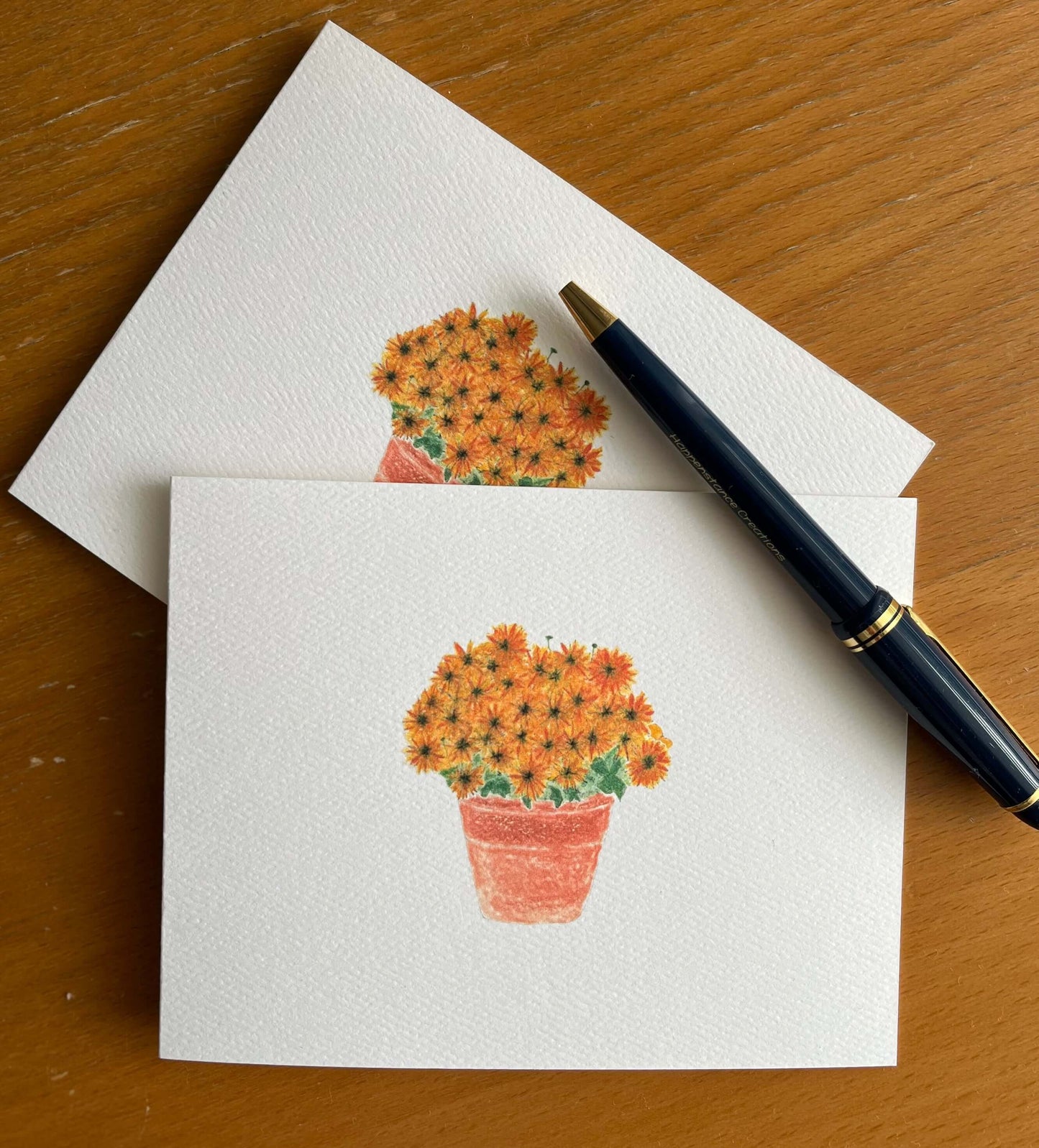 Mums Clay Pot Illustrated Note Card Set