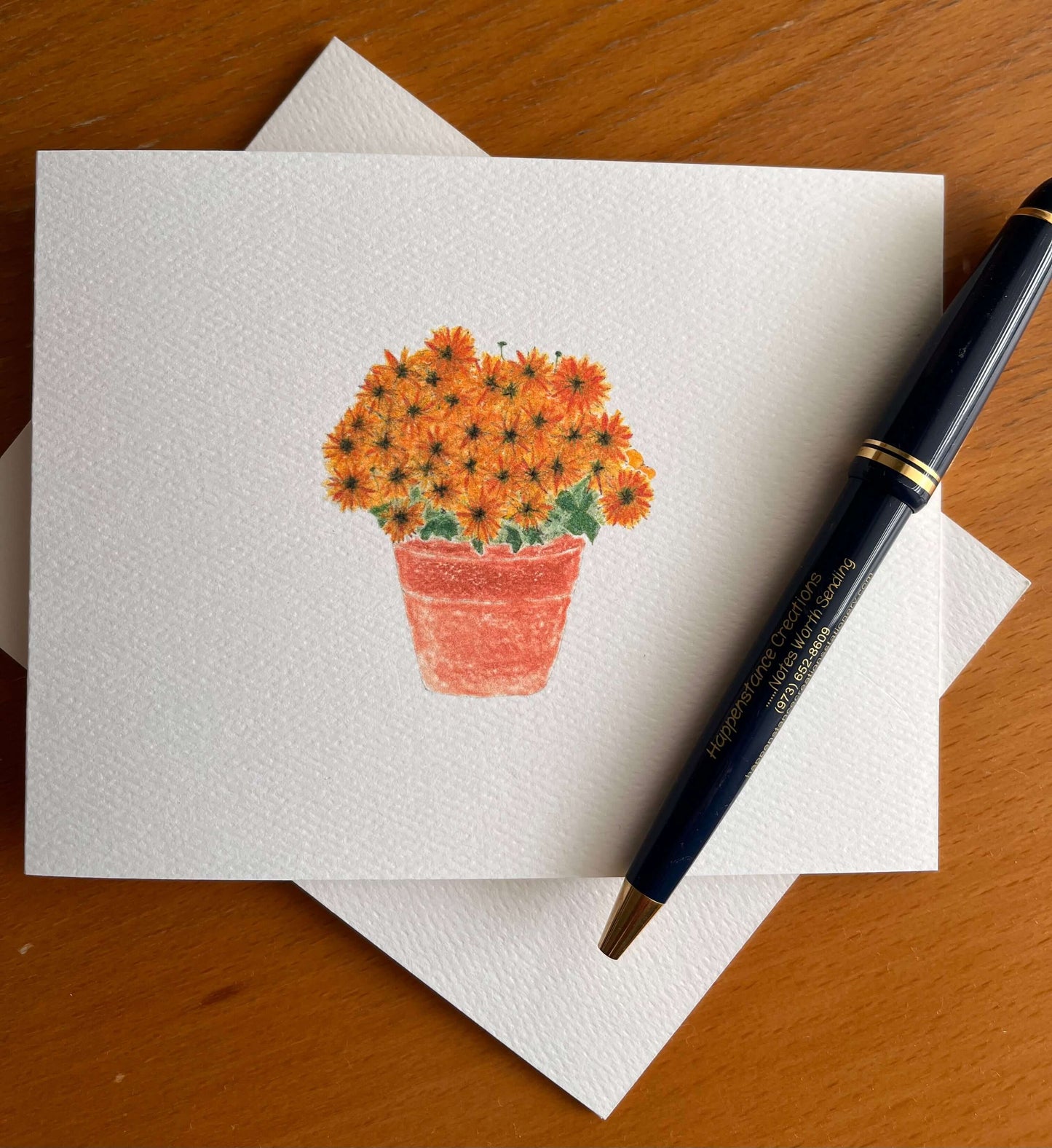 Mums Clay Pot Illustrated Note Card Set