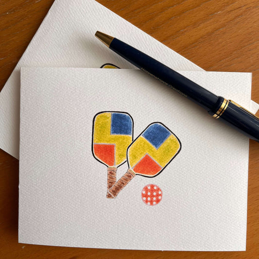 Pickleball Paddles Illustrated Note Card Set