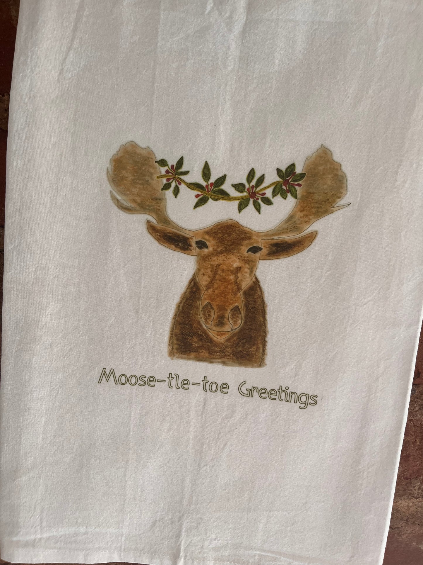 Moose-le-toe Greetings Tea Towel